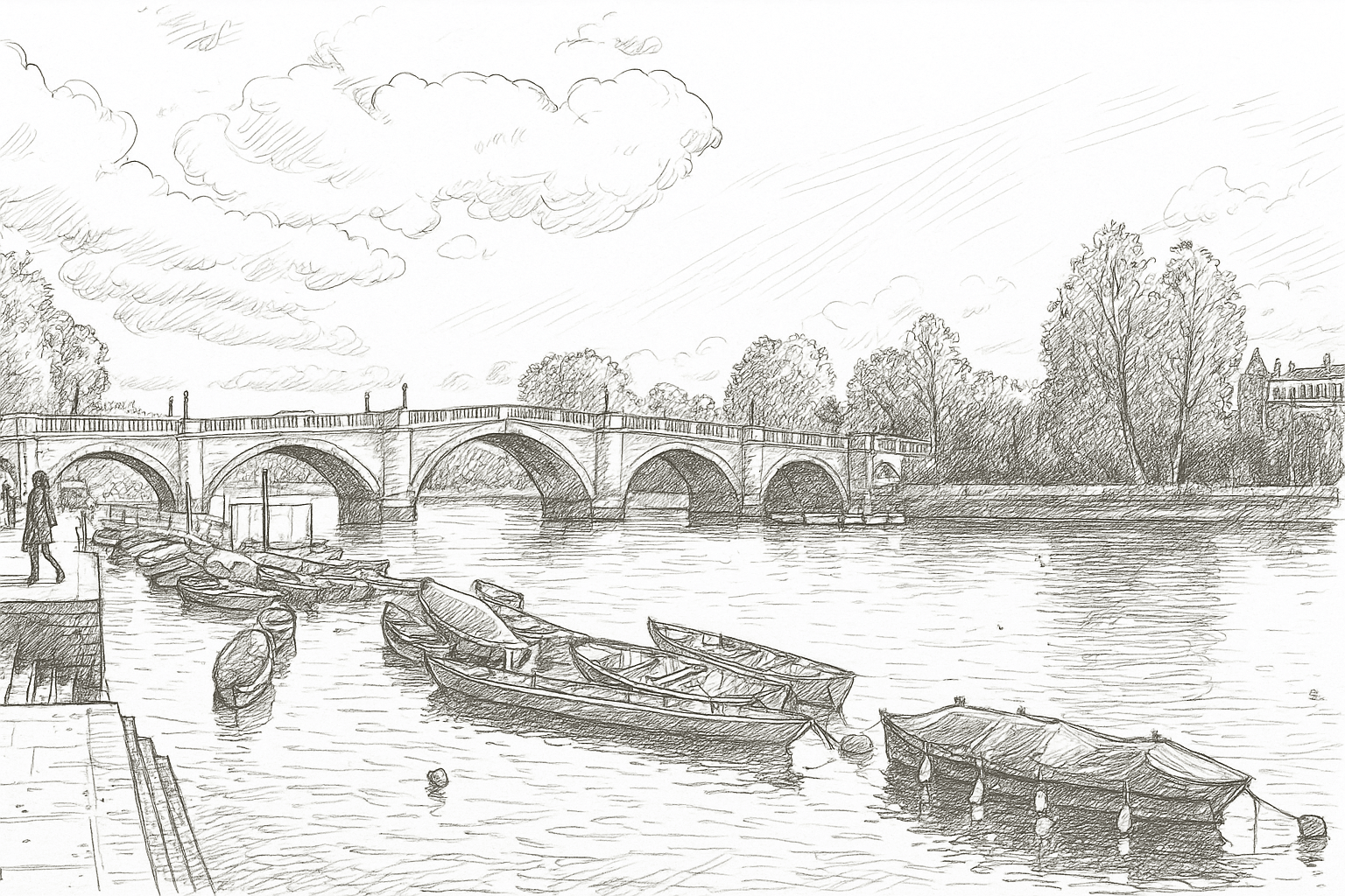 Riverside Tranquility Sketch